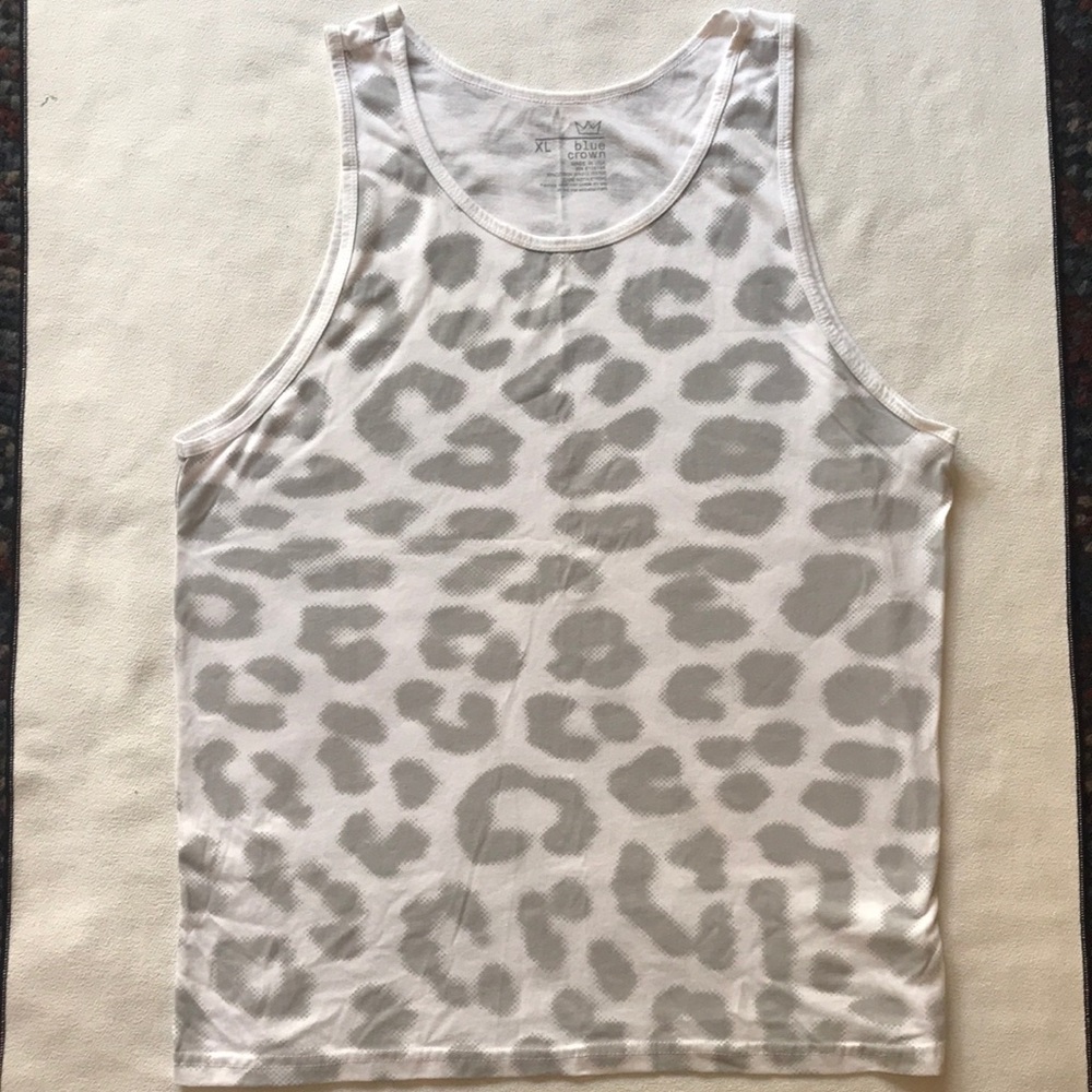 Men’s white/Light gray Cheetah Printed Tank Top